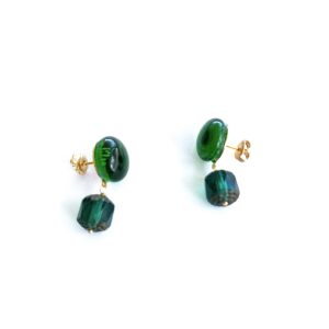 Boucles d'oreilles pendante "Antoinette" verte