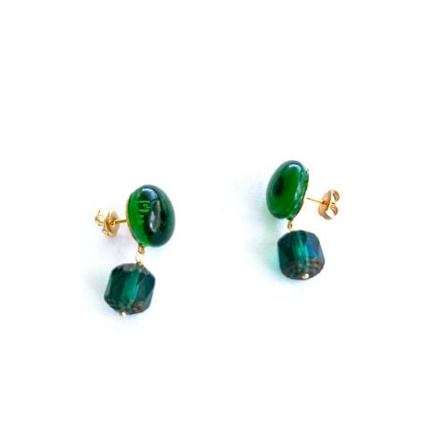 Boucles d'oreilles pendante "Antoinette" verte